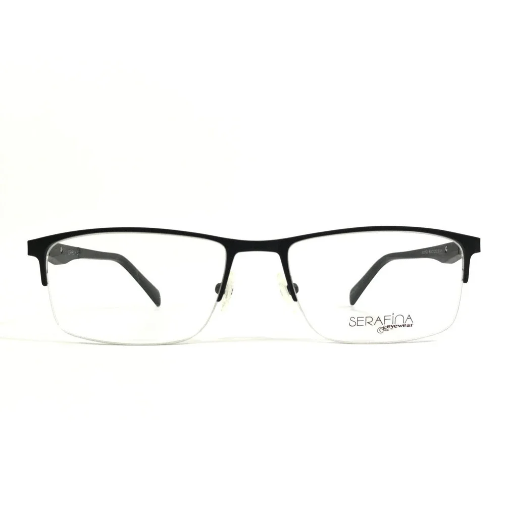 Serafina Eyewear Eyeglasses Frames GEORGIO BLACK Rectangle Half Rim55-18-145